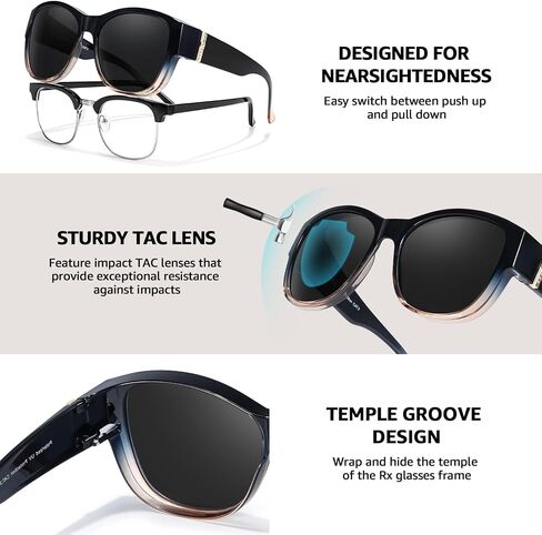 TJUTR Polarized Fit Over Glasses Sunglasses for Women UV Protection, Trendy Oversized Shades Wear Over Eyeglasses in Kuwait