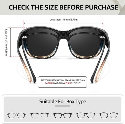 TJUTR Polarized Fit Over Glasses Sunglasses for Women UV Protection, Trendy Oversized Shades Wear Over Eyeglasses in Kuwait