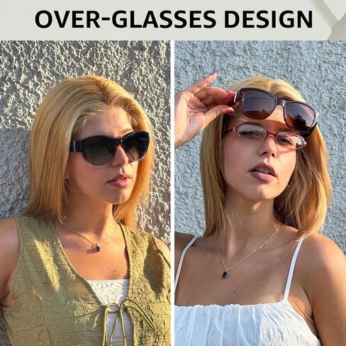 TJUTR Polarized Fit Over Glasses Sunglasses for Women UV Protection, Trendy Oversized Shades Wear Over Eyeglasses in Kuwait