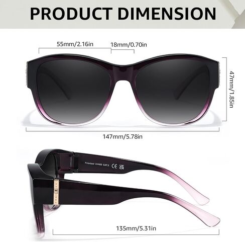 TJUTR Polarized Fit Over Glasses Sunglasses for Women UV Protection, Trendy Oversized Shades Wear Over Eyeglasses in Kuwait
