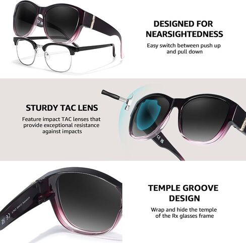 TJUTR Polarized Fit Over Glasses Sunglasses for Women UV Protection, Trendy Oversized Shades Wear Over Eyeglasses in Kuwait