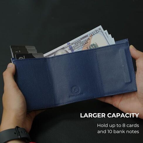 Pop Up Leather Wallet For Men (Grey & Navy) in Kuwait