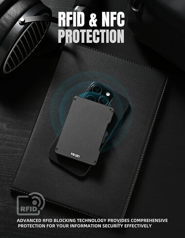 محفظة معدنية ضئيلة للرجال ، محفظة من الألومنيوم مع مقطع المال ، حامل بطاقة ائتمان RFID الحد الأدنى ، محفظة منبثقة سليم ، هدايا له (أسود) in Kuwait