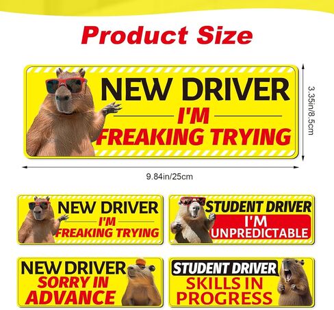 Sloth New Driver Car Magnets - Cosmisun 4 Pcs Cartoon Student Driver Sticker Magnet for Car Cute Animal Reflective Magnetic Bumper Stickers Decal Keep Distance Safety Sign for Teens Driver Learner in Saudi Arabia