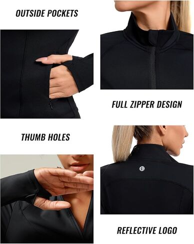 جري فتاة تجريبية للنساء السترة خفيفة الوزن Zip up اليوغا سترة القطع الرياضية رفيعة النحافة قمم مع ثقوب الإبهام in Saudi Arabia
