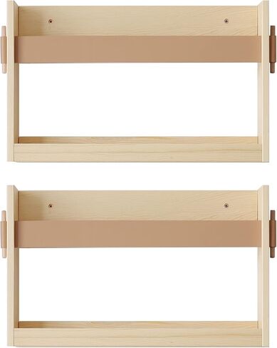 Wall-Mounted Wood Magazine Rack,Size:17.3" x 3.5" x10.6,Magazine Holder for Books,Newspapers,Record,Entryway, Kids’Room,Home Decor,2 Pack (Burlywood) in Saudi Arabia