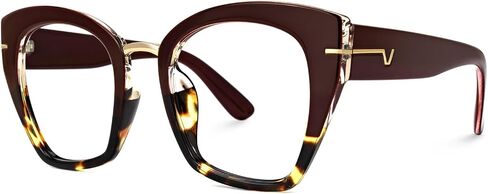 VOOGLAM Cat Eye Tortoise Blue Light Blocking Glasses for Women Oversized Stylish Eyewear Anti Eyestrain & UV Paulina VFP0255 in Saudi Arabia