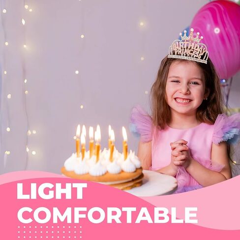 Birthday Tiara and Crown with Sash, Birthday Sash for Birthday Party (Rose) in Saudi Arabia