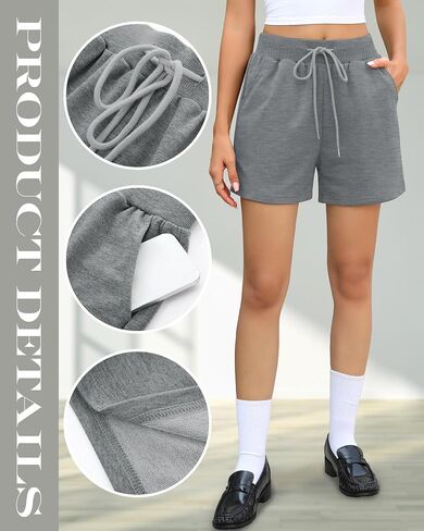 Huukeay 3 Pack Women's Sweat Shorts Comfy Lounge Drawstring High Waisted Summer Athletic Shorts with Pockets in Saudi Arabia