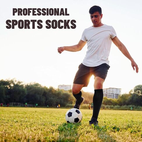 3 Pairs Grip Soccer Socks Men Cushioned Non Slip Football Basketball Sports Socks Knee High Long Socks in Saudi Arabia