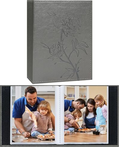 ألبوم صور Vienrose 200 4 × 6 صور غلاف جلدي نباتي كتاب جيوب أفقية لـ 4 × 6 ألبوم صورة كبير لزفاف العائلة الذكرى السنوية (200 جيوب بيج) in Kuwait