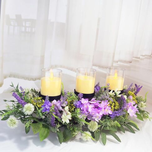 Artificial Wild Flower Candle Holder (Red) in Saudi Arabia