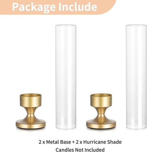 NUPTIO Hurricane Candle Holder for Centerpiece: Set of 2 Metal Taper Candle Holders with Glass Cylinders - Gold Candlestick Holders for Birthday Valentine Dinner Table Decor in Saudi Arabia