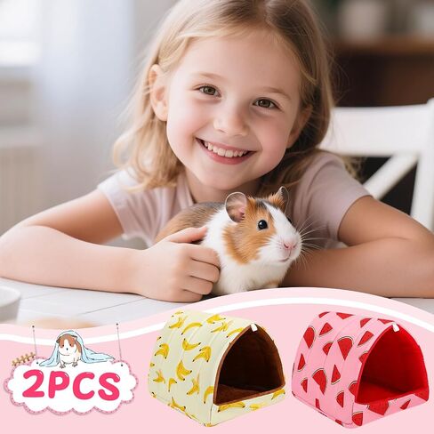 UPINS 2 حزمة سرير خنزير غينيا، مخبأ خنزير غينيا قابل للغسل ملحقات قفص منزل الحيوانات الصغيرة للأرانب القزمة شنشلس الهامستر القنافذ النمس التنين الملتحي والجرذان in Kuwait