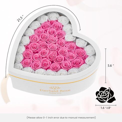 إيترفيلد 47 قطعة محفوظة الورود في صندوق شكل القلب ، عيد الأم إلى الأبد زهور روز مربع المحفوظات لزوجتها أمي أمي ، الأحمر in Kuwait