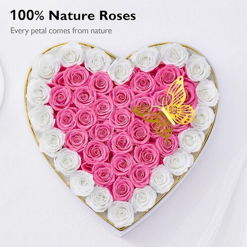 إيترفيلد 47 قطعة محفوظة الورود في صندوق شكل القلب ، عيد الأم إلى الأبد زهور روز مربع المحفوظات لزوجتها أمي أمي ، الأحمر in Kuwait