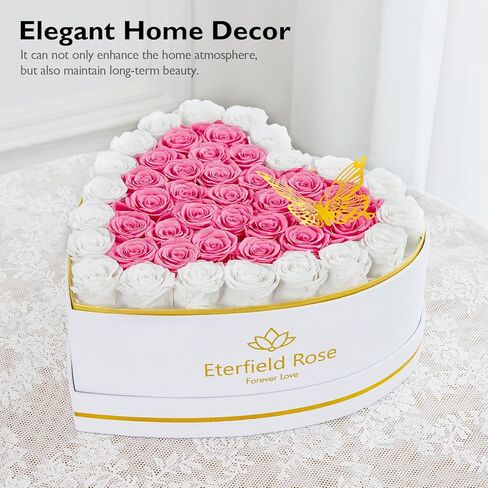 إيترفيلد 47 قطعة محفوظة الورود في صندوق شكل القلب ، عيد الأم إلى الأبد زهور روز مربع المحفوظات لزوجتها أمي أمي ، الأحمر in Kuwait