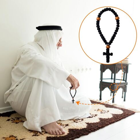 مصنوعة يدويًا 33 حبل صلاة ، سحر تقليدي مسيحي أرثوذكسي مبارك ، حبل صلاة معلق للسيارات للرجال والنساء- الأسود in Saudi Arabia
