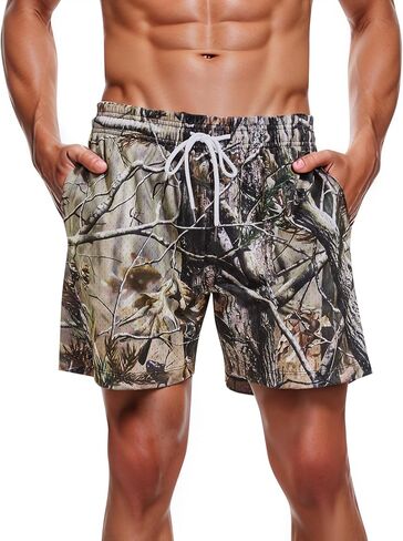 Camo Sweats Shorts for Men Women Elastic Waist Drawstring Camouflage Workout Shorts Maple Leaf Athletic Gym Shorts in Kuwait