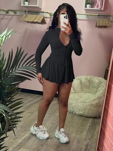 2 Piece Skirt Set for Women 2025 Long Sleeve Zipper Up Jacket and Pleated Mini Dress Short Sets Tracksuit in Saudi Arabia