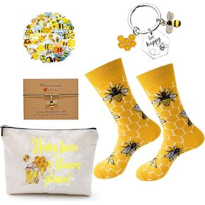 5 Pcs Bee Gifts for Women, Novelty Socks For Bee Lover,Daughters, Granddaughters, Nieces, Sisters, Friends