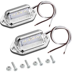 Justech 2PCS 4LED PLATE LIGHT ، مقاوم للماء 12V 24V LED أضواء العلامة مجموعة أبيض للسيارات والشاحنات والمقطورات والشاحن