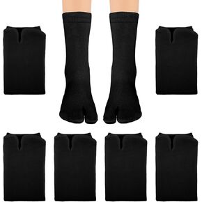 6 Pairs Flip Flop Socks, Elastic Tabi Socks Cotton Split Two Toe Socks Non Slip Ankle Socks with Toes for Women Men