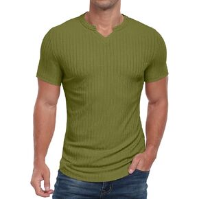 Askdeer Mens Short Sleeve Muscle T Shirt Slim Fit V-Neck Casual Shirt Gym Workout Athletic Tee