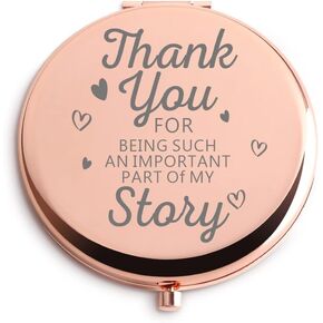 Teacher Appreciation Gifts for Women Rose Gold Compact Cute for Purse Travel Folding Hand Mirror Birthday Christmas Retirement Gifts for Preschool PE Daycare Teacher