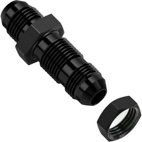 90 Degree 6AN to 6AN Male Bulkhead Flare Fitting Adapter with 6AN Nut, Black Hard Aluminum Hex Anodized Connector, Automotive Accessories Suitable for Vehicle Fuel Oil Line Modification in Kuwait