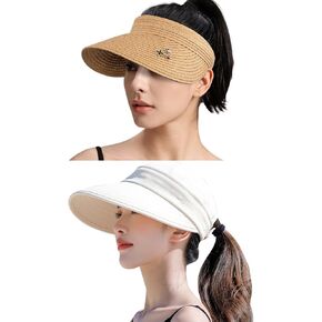 Peicees Sun Visor Hat with Wide Brim for Women Sun Protection Hat for Beach, Golf, Tennis UV Protection