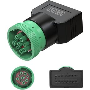 OBD2 Adapter,9 pin to OBD2 Adapter,9pin J1939 Male to OBD2 16pin Female Adapter,J1939-J1962 9pin-16pin Adapte Work for Heavy Duty Trucks and Commercial Vehicles