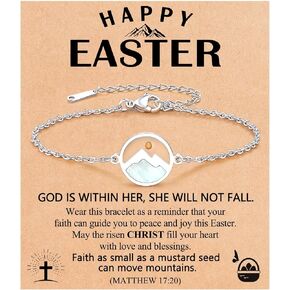 Happy Easter Gifts-Silver/Gold Moving Mountains Mustard Seed Bracelet Religious Christian Gifts for Girls Women