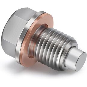Mayspare M12x1.25 مقابس زيت محرك مغناطيسي من الفولاذ المقاوم للصدأ مع استبدال غسالة النحاس من تويوتا ، نيسان ، لكزس ، إنفينيتي (الفضة)