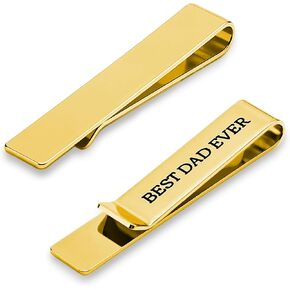 1set Tie Clips for Men Stainless Steel Tie Bars with Gift Box Best Dad Ever Gift Father of the Gifts