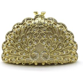 Evening Clutch Purse for Women Formal, Metallic Evening Handbags Metal Chain Shoulder Bag, Rhinestone Purse