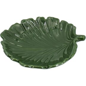 Palm Leaf Small Decorative Key Bowl for Entryway Table Green Ceramic Leaf Bowl for Kitchen Decor Cocktail Table Decoration