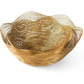 الوعاء المعدني الحرفيين ميلا ، الذهب ، كبير ، 12 "× 4.5" × 6 "، أوعية نمط مزخرفة الكشك