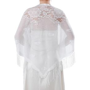 Geyoga Triangle Lace Shawls Women's Floral Lace Wraps with Tassels 1920s Scarf for Wedding Evening Party Dresses