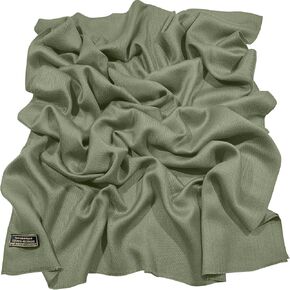 CJ Apparel Sage Green Laurel Green Solid Color Fringe Design Nepalese Shawl Scarf Wrap Stole Throw Head Wrap Pashmina Hand Made in Nepal New