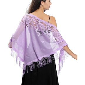 Shawls and Wraps for Evening Dresses, Women Lace Crochet Triangle Shawls 1920s Accessories Formal