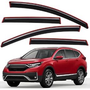 Lightronic Extra Clip-On IN in-anchanel Vent Vense Window ، يناسب 2017-2022 Honda CR-V (CRV) ، واقي أمطار حماية الأشعة فوق البنفسجية ، وانحراف النافذة الأصلي ، والتثبيت السهل بدون حفر ، ودخان داكن ، و 4 نقاط.