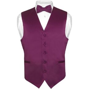 سترة لباس الرجال و bowtie الصلبة الباذنجان الأرجواني ربطة عنق مجموعة لذلة التكس