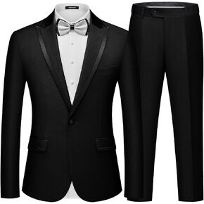 MAGE MALE Men's 2 Piece Suit One Button Slim Fit Tuxedo Suits Formal Wedding Prom Blazer Pants Sets