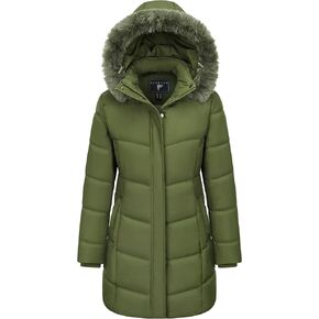 YUCOLEN Womens Winter Parka Coat Warm Thicken Jacket Down Puffer Outwear with Faux Fur Removable Hood