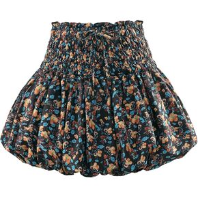 Women's Floral Short Skirt Bubble Mini Skirts Summer Casual Beach Skirt