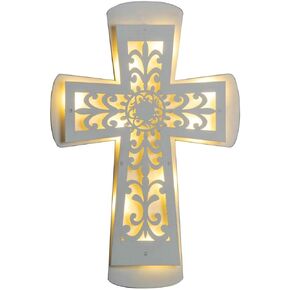 ADAVAS.Y&G Wooden LED Wall Cross with Remote Control – Christian Lighted Cross Decor, Battery Powered, Multiple Lighting Modes, Religious Wall Art for Home, Church, and Gifts in Kuwait