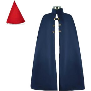 Wirt Costume Men Garden Cape Cloak Halloween Cosplay Suit Red Hat Mantle Outfit