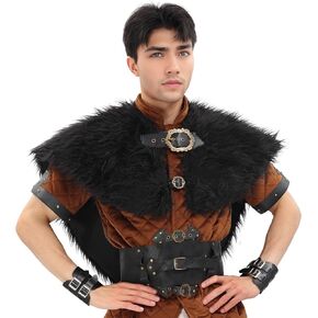 KUOIN Medieval Faux Fur Collar Shawl, Renaissance Costume LARP Cape in Kuwait
