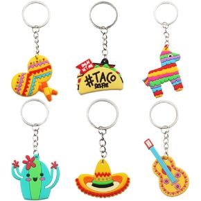6 Pcs Mexican Keychain Cute Fiesta Party Cactus Keychain Cinco De Mayo Keychain